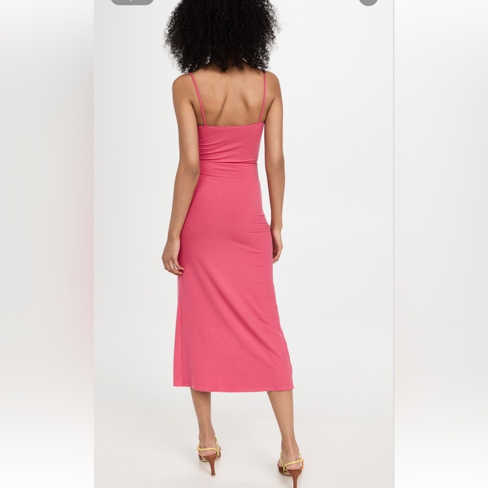 NWT Reformation Formosa Hot Pink Maxi Dress Spaghetti Straps Ruched Side Slit - Picture 3 of 11